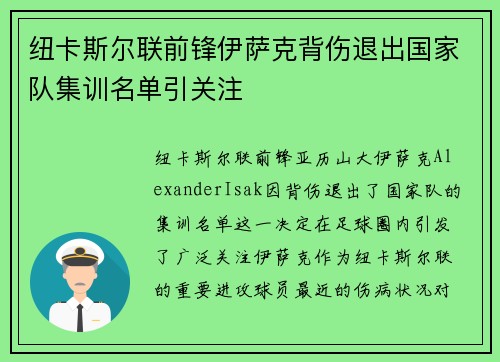 纽卡斯尔联前锋伊萨克背伤退出国家队集训名单引关注 纽卡斯尔联前锋伊萨克背伤退出国家队集训名单引关注